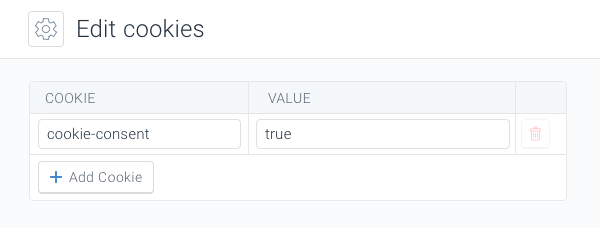 Modal for setting Cookies in the Monitoring section of Website Settings in ContentKing