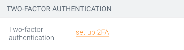 Two-factor authentication section for setting 2FA in the User profile in ContentKing