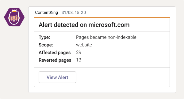 Receive alert detected notifications via Microsoft Teams.