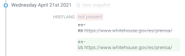 ContentKing alert for a hreflang change ContentKing alert for a hreflang change
