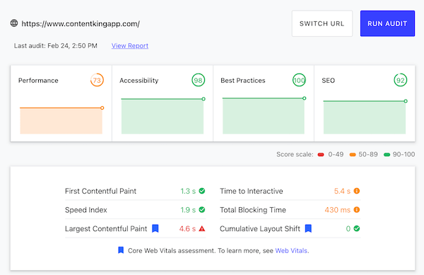 Screenshot of Web.dev Measure showing lab data Screenshot of Web.dev Measure showing lab data