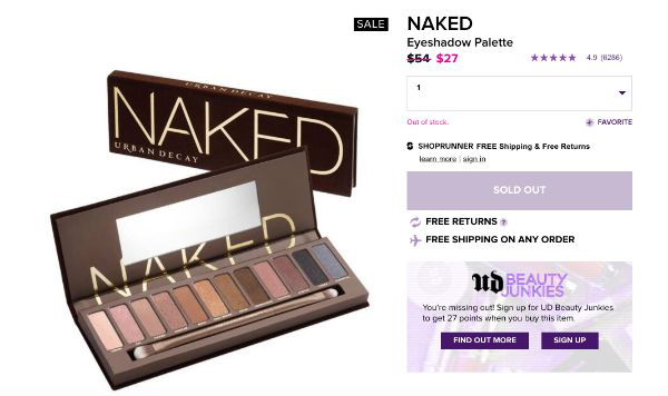 Screenshot - Naked Palette’s discontinued product page Screenshot - Naked Palette’s discontinued product page