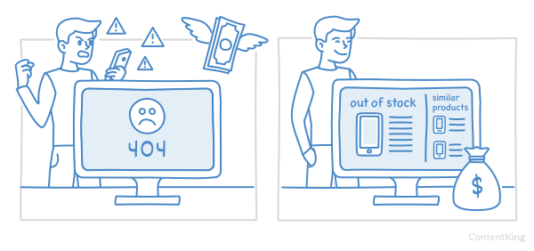 Illustration — website owners with discontinued product pages Illustration — website owners with discontinued product pages