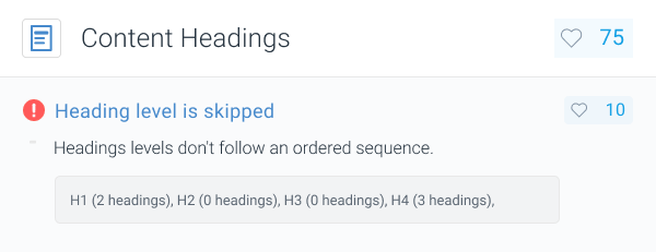 ContentKing Issue reporting that heading levels on a page are skipped