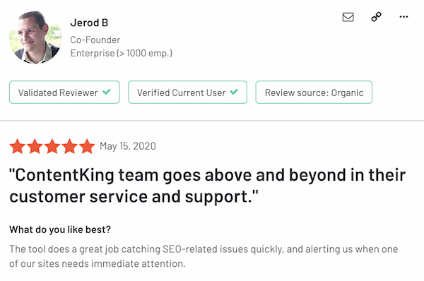 User review of ContentKing on G2