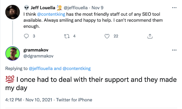 Customer shoutouts on Twitter