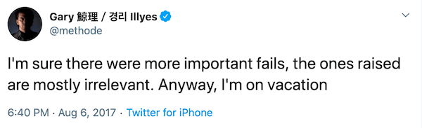 Gary Illyes commenting on a supposed Google’s fail