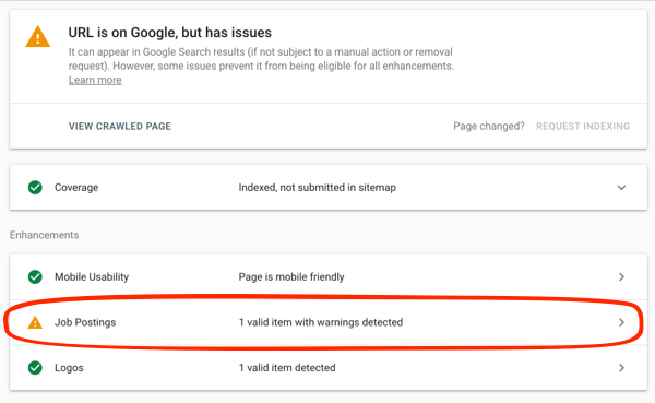 Screenshot of the Enhancements section with a warning Screenshot of the Enhancements section with a warning