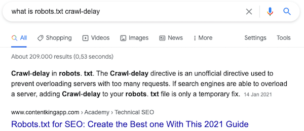 Example of a featured snippet Example of a featured snippet
