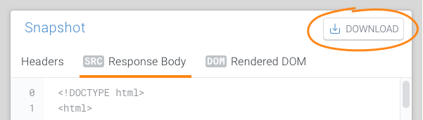 Button for downloading the entire HTTP response snapshot in ContentKing