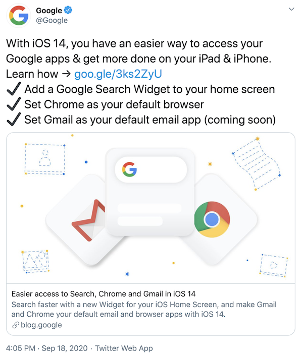 Google releases search widget to iOS14 Home Screen