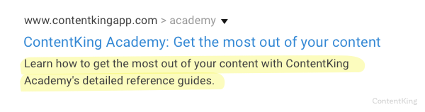 An example of a meta description used for ContentKing An example of a meta description used for ContentKing