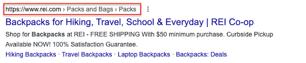 Screenshot of a SERP snippet showing bread crumb navigation Screenshot of a SERP snippet showing bread crumb navigation