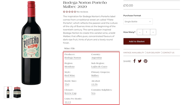 Screenshot of a product name listing and linking product attributes Screenshot of a product name listing and linking product attributes