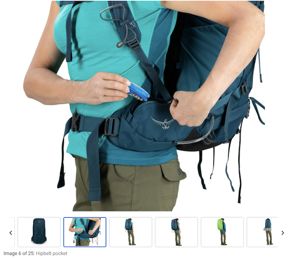 Screenshot of a close up shot of a backpack pocket Screenshot of a close up shot of a backpack pocket