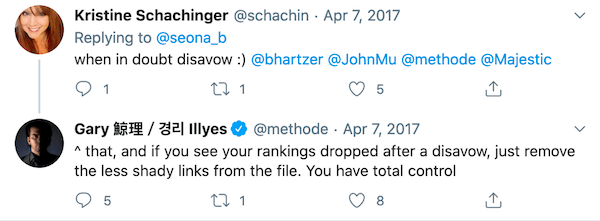 Gary Illyes about disaviwong