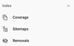 Menu with Removals in Google Search Console