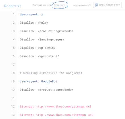 ContentKing - robots.txt compare