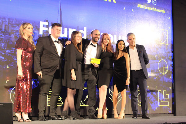 The Found team winning an award at the UK Search Awards