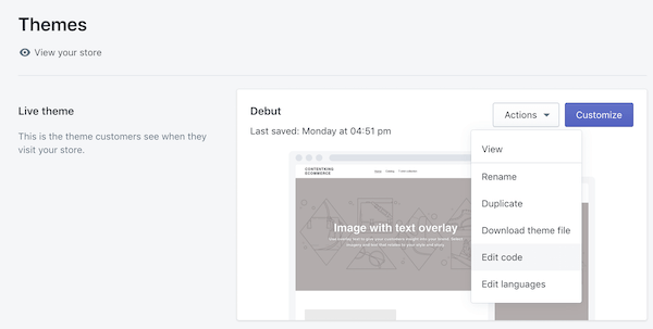 Editing Shopify theme code