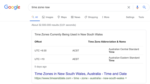 Example of a zero click snippet Example of a zero click snippet