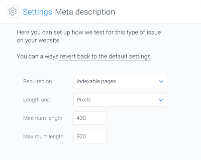 ContentKing Auditing comes with smart defaults, but you can override the auditing settings to your needs.