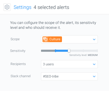 Advanced configuration of SEO alerts including scope and alert routing.