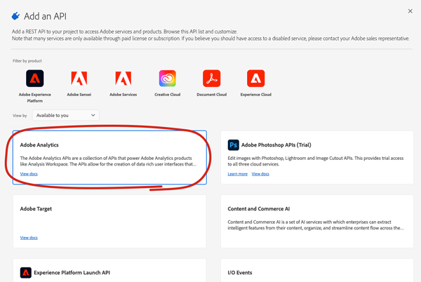 Creating a new API project in the Adobe Developer Console Creating a new API project in the Adobe Developer Console