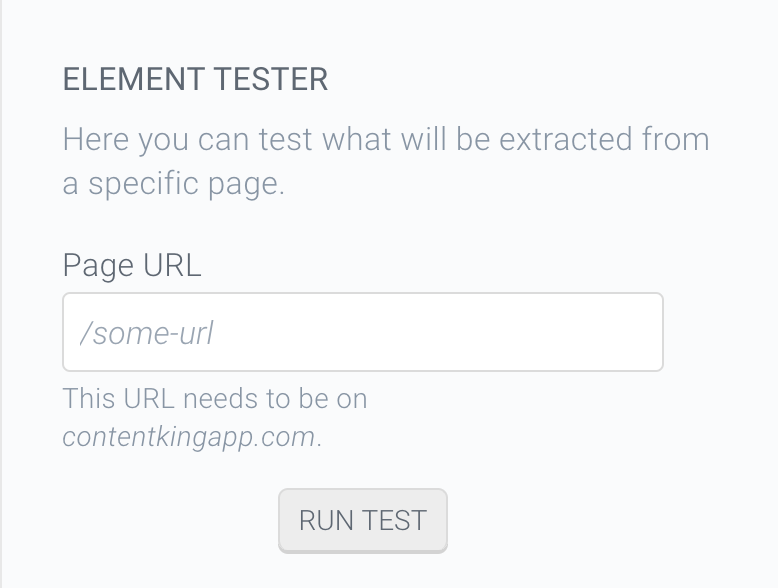 Tester of a custom element in ContentKing Screenshot of a tester of a custom element in ContentKing