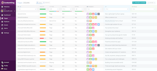 ContentKing - Enrichment Field Pages Screen ContentKing - Enrichment Field Pages Screen