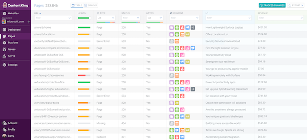 ContentKing - Enrichment Field Pages Screen