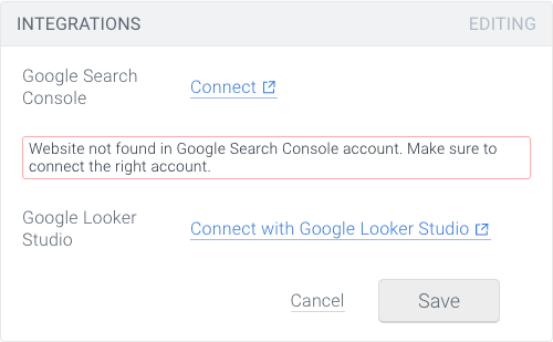 ContentKing Google Search Console integration error