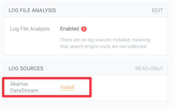Install Akamai DataStream Screenshot illustrating how to install Akamai DataStream in ContentKing
