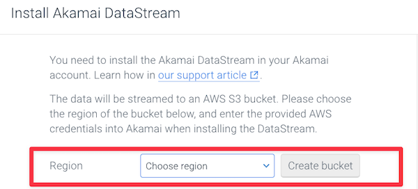 Screenshot illustrating Akamai DataStream credentials