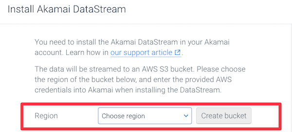 Retrieve Akamai DataStream credentials Screenshot illustrating Akamai DataStream credentials