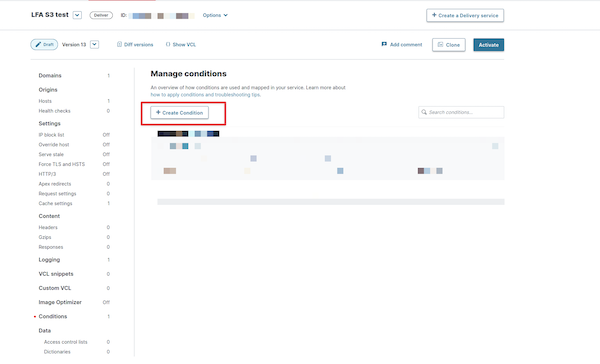 Creating Conditions Screenshot illustrating how to create a condition