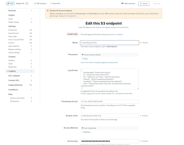 Screenshot illustrating how to edit datasets in the S3 endpoint