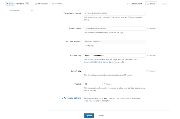 Screenshot illustrating how to edit datasets in the S3 endpoint