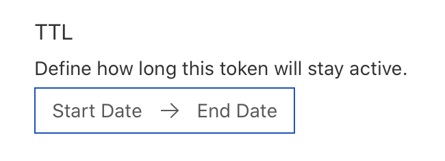 Screenshot of setting up the TTL option for the validity of the token