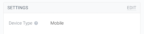 Using the Device Type setting to determine the device type ContentKing is simulating when monitoring a website Screenshot showing the Device Type setting which allows the user to determine the device type ContentKing is simulating when monitoring a website