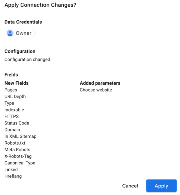 Apply connection Screenshot showing how to apply the connection changes