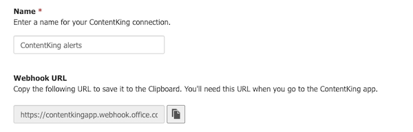 ContentKing - Microsoft Teams connection webhook ContentKing - Microsoft Teams connection webhook