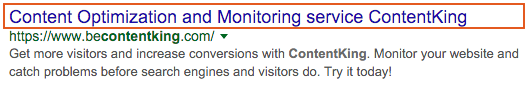 Example of ContentKing homepage title Example of ContentKing homepage title