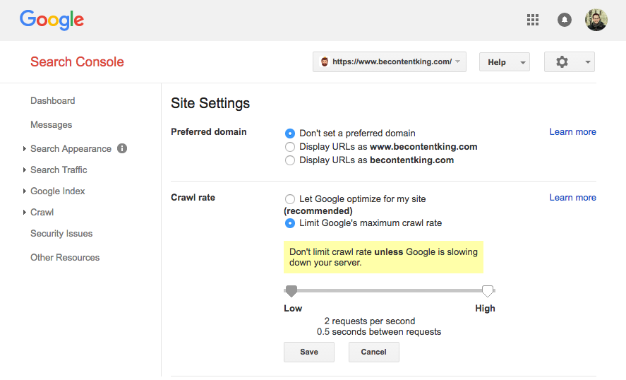 Define Crawl Rate in Google Search Console Define Crawl Rate in Google Search Console