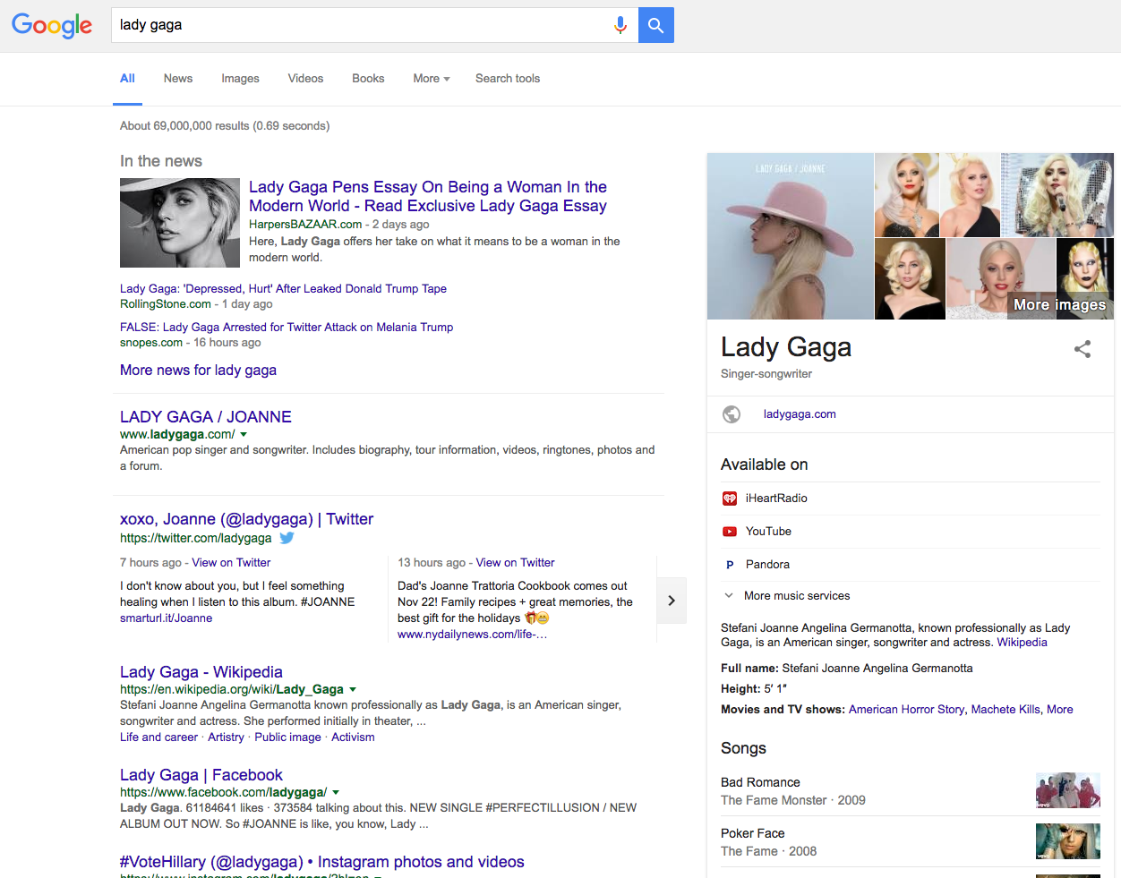 Google results for the keyword lady gaga Google results for the keyword lady gaga