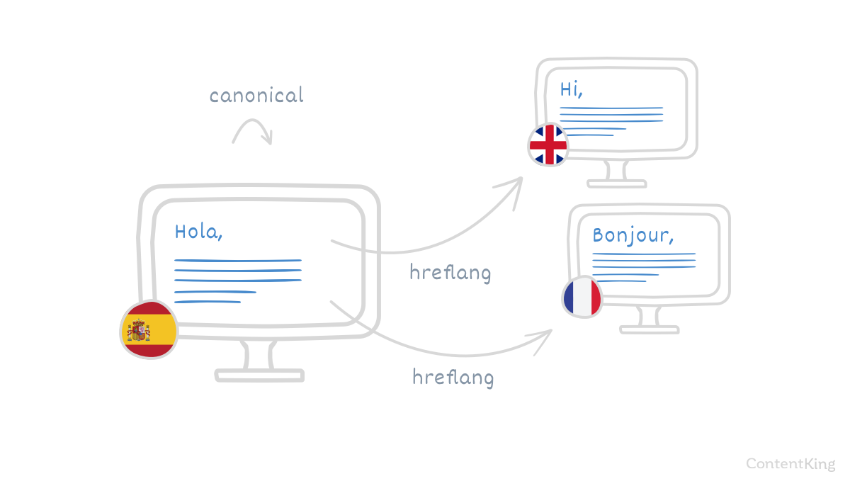 The hreflang attribute signals translated versions of a page