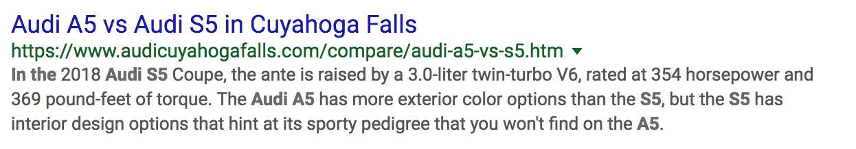 Example of a long meta description in Google