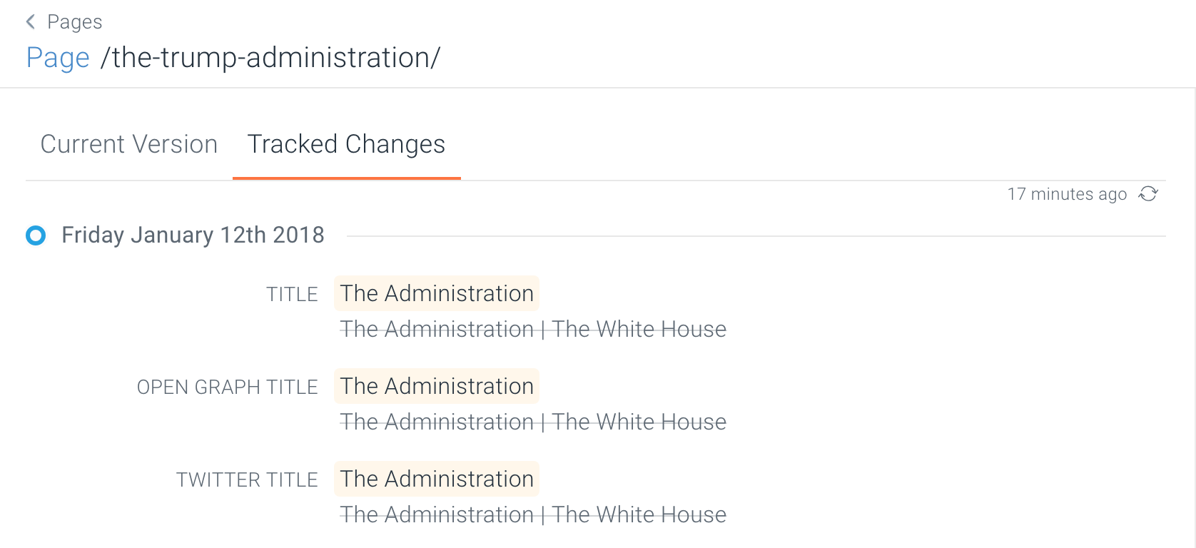 ContentKing Whitehouse.gov title change