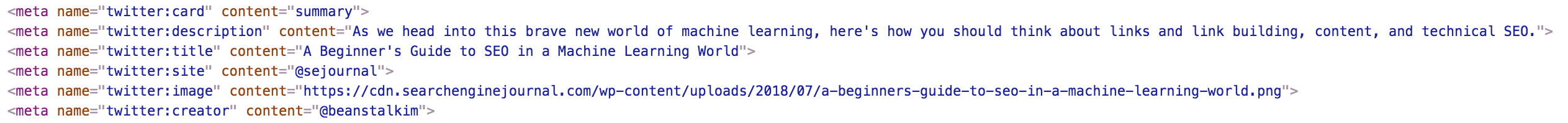 Twitter Card Summary Card source code example Twitter Card Summary Card source code example