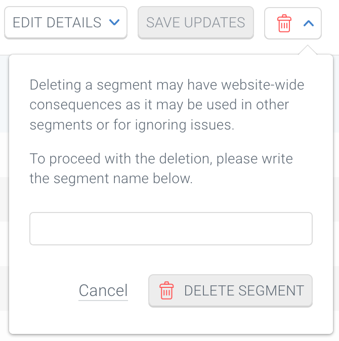 Deleting segments in ContentKing Deleting segments in ContentKing